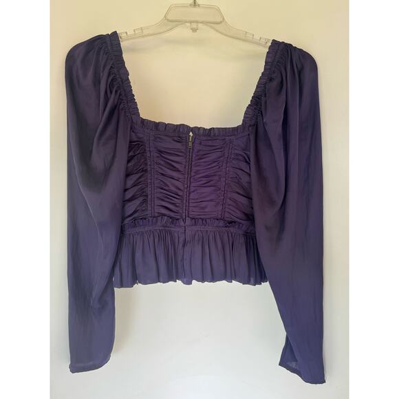 ULLA JOHNSON Mia ruched ruffled satin top sz 6 - Picture 5 of 6